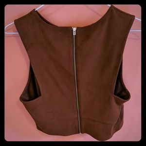 Express crop top brown suede